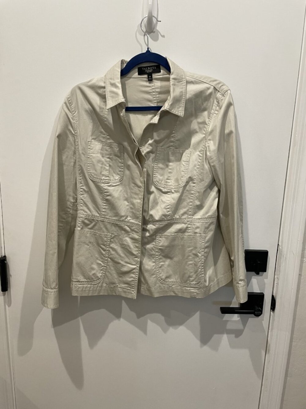 Talbots Khaki Lightweight Travel Button-Front Utility Jacket - Size 10P - Petite